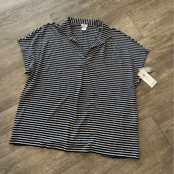 CHICO’S Linen striped Henley tee 🤍 - Picture 8 of 16